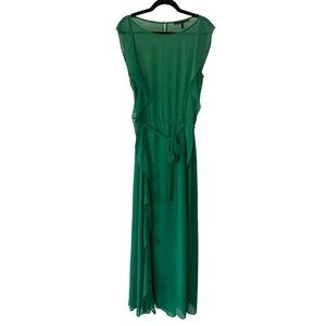 BCBGMaxAzria Forest Green Sleeveless Chiffon Maxi Dress